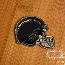 Load image into Gallery viewer, FOOTBALL HELMET - Chargers - Silver Glitter Flatback Glitter Flatback
