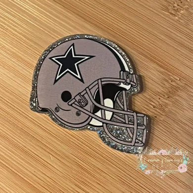FOOTBALL HELMET - Dallas Cowboys - Silver Glitter Flatback Glitter Flatback