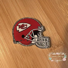 Load image into Gallery viewer, FOOTBALL HELMET - Kansas City Cheifs - Silver Glitter Flatback Glitter Flatback
