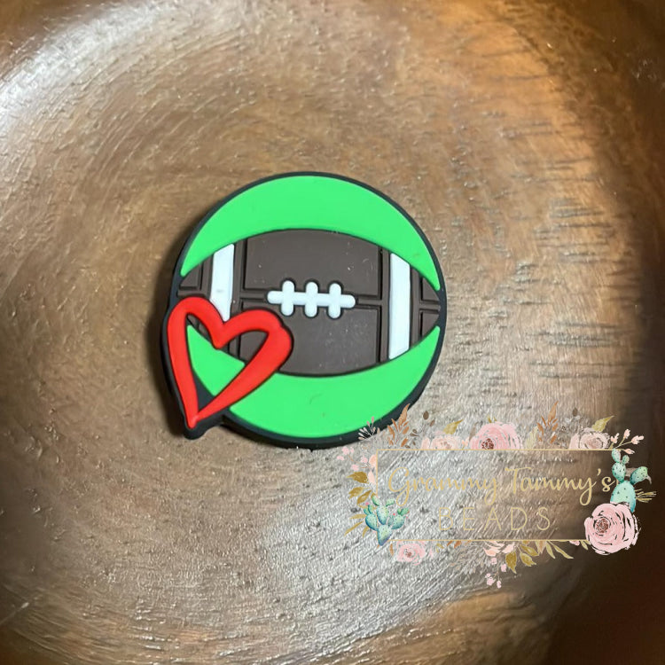 Football Love Silicone Focal Bead