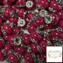 Load image into Gallery viewer, Fuchsia Rhinestone Pearl Spacer Beads Spacers
