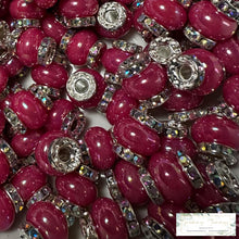 Load image into Gallery viewer, Fuchsia Rhinestone Pearl Spacer Beads Spacers
