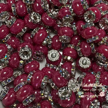 Load image into Gallery viewer, Fuchsia Rhinestone Pearl Spacer Beads Spacers
