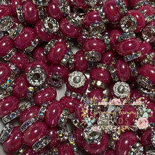 Load image into Gallery viewer, Fuchsia Rhinestone Pearl Spacer Beads Spacers
