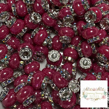 Load image into Gallery viewer, Fuchsia Rhinestone Pearl Spacer Beads Spacers
