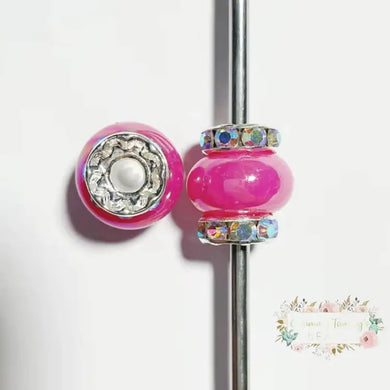 Fuchsia Rhinestone Pearl Spacer Beads Rhinestone Pearl Spacers