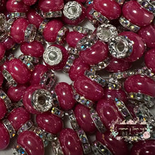Load image into Gallery viewer, Fuchsia Rhinestone Pearl Spacer Beads Spacers

