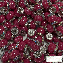 Load image into Gallery viewer, Fuchsia Rhinestone Pearl Spacer Beads Spacers
