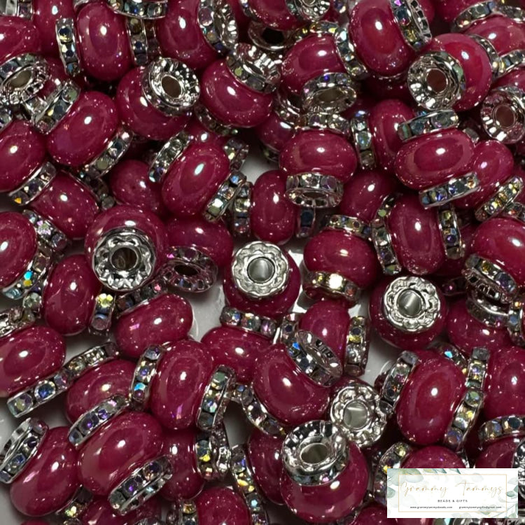 Fuchsia Rhinestone Pearl Spacer Beads Spacers