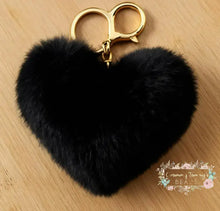 Load image into Gallery viewer, Fuzzy Heart Keychain Black Keychain
