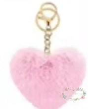 Load image into Gallery viewer, Fuzzy Heart Keychain Pink Keychain
