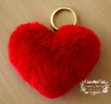 Load image into Gallery viewer, Fuzzy Heart Keychain Red Keychain

