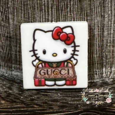 GiGi Kitty White Square Silicone Focal Bead Silicone Focal Bead