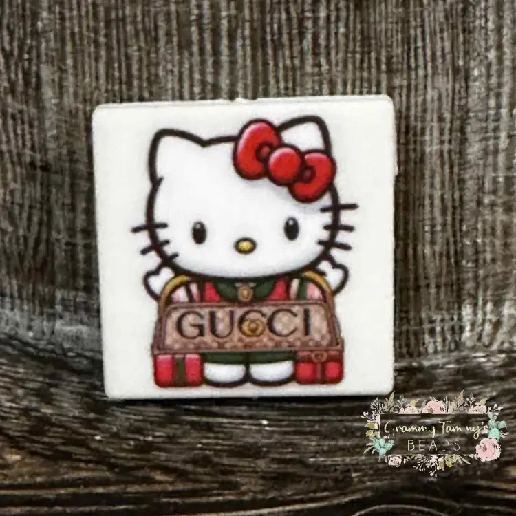 GiGi Kitty White Square Silicone Focal Bead Silicone Focal Bead