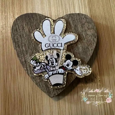 GiGi Mouse Balloon - Gold Glitter Flatback Glitter Flatback