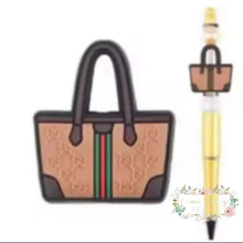 Load image into Gallery viewer, Tan G Purse Silicone Focal Bead Beads
