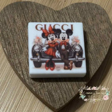 Load image into Gallery viewer, GiGi Mouse Love Square Silicone Focal Bead Silicone Square Bead
