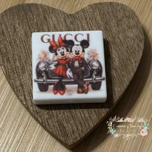 Load image into Gallery viewer, GiGi Mouse Love Square Silicone Focal Bead Silicone Square Bead
