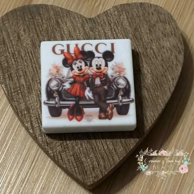 GiGi Mouse Love Square Silicone Focal Bead Silicone Square Bead
