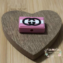 Load image into Gallery viewer, GiGi Pink &amp; White Silicone Focal Bead Focal Beads
