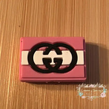 Load image into Gallery viewer, GiGi Square - Pink &amp; White Silicone Focal Bead Focal Beads
