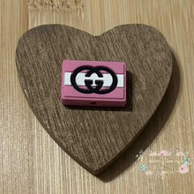 Load image into Gallery viewer, GiGi Pink &amp; White Silicone Focal Bead Focal Beads
