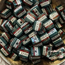 Load image into Gallery viewer, GiGi With Stripes - Square High Quality Acrylic Beads - 5 Count Acrylic Beads
