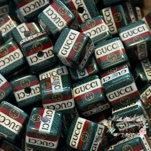 Load image into Gallery viewer, GiGi With Stripes - Square High Quality Acrylic Beads - 5 Count Acrylic Beads
