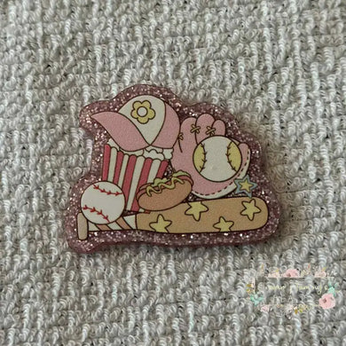 Girl’s Baseball - Pink Glitter Flatback Glitter Flatback