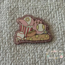 Load image into Gallery viewer, Girl’s Baseball - Pink Glitter Flatback Glitter Flatback
