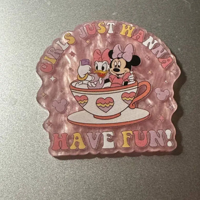 Girls Just Want To Have Fun Pearly Flatback Glitter Flatback