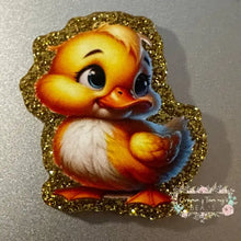 Load image into Gallery viewer, Cute Duck - Gold Glitter Acrylic Flatback Glitter Flatback
