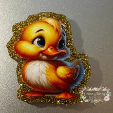 Load image into Gallery viewer, Cute Duck - Gold Glitter Acrylic Flatback Glitter Flatback
