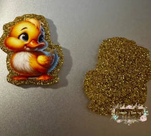 Load image into Gallery viewer, Cute Duck - Gold Glitter Acrylic Flatback Glitter Flatback
