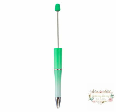 Glittery Mint Green & White Ombre Beadable Pen