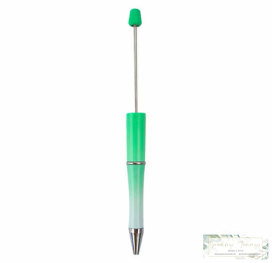 Glittery Mint Green & White Ombre Beadable Pen