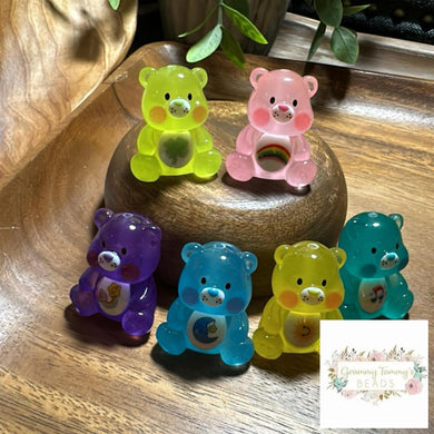 Glow In The Dark Caring Bears - Large Bead 1 Count Beads