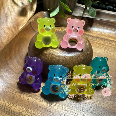 Glow In The Dark Caring Bears - Large Bead 1 Count Beads