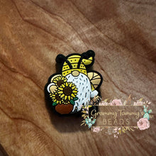 Load image into Gallery viewer, Gnome Bee With Sunflower Silicone Focal Bead Beads
