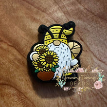 Load image into Gallery viewer, Gnome Bee With Sunflower Silicone Focal Bead Beads
