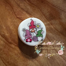 Load image into Gallery viewer, Gnome Bunnies Round Silicone Focal Bead Beads
