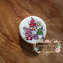 Load image into Gallery viewer, Gnome Bunnies Round Silicone Focal Bead Beads
