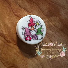 Load image into Gallery viewer, Gnome Bunnies Round Silicone Focal Bead Beads
