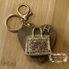 Load image into Gallery viewer, Gold RhineStone Luxury H Letter Purse Keychain Purse Keychain
