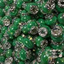 Load image into Gallery viewer, Green Rhinestone Pearl Spacer Beads

