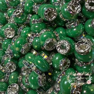 Green Rhinestone Pearl Spacer Beads