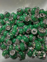 Load image into Gallery viewer, Green Rhinestone Pearl Spacer Beads
