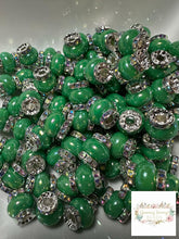 Load image into Gallery viewer, Green Rhinestone Pearl Spacer Beads
