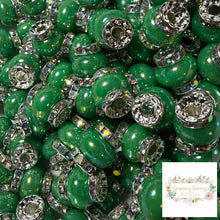 Load image into Gallery viewer, Green Rhinestone Pearl Spacer Beads
