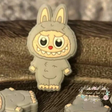 Grey Labubu Standing Silicone Focal Bead Silicone Focal Bead